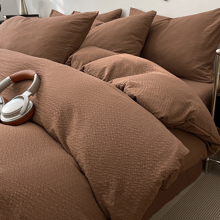 91家纺网 家纺一手货源 找家纺 （总）彩韵家纺 2026新款软糯泡芙纱纯色四件套