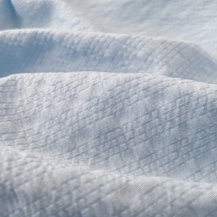 91家纺网 家纺一手货源 找家纺 彩韵家纺 2026新款软糯泡芙纱纯色四件套 泡芙-海盐浅蓝