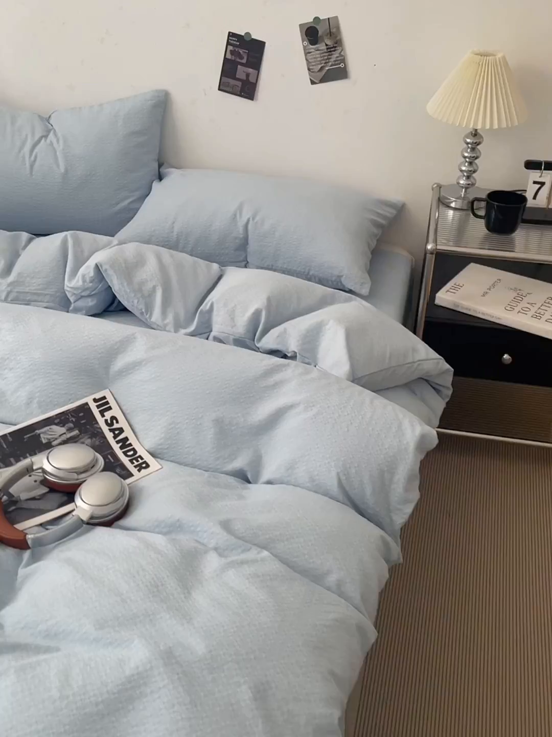 91家纺网 家纺一手货源 找家纺 彩韵家纺 2026新款软糯泡芙纱纯色四件套 泡芙-海盐浅蓝