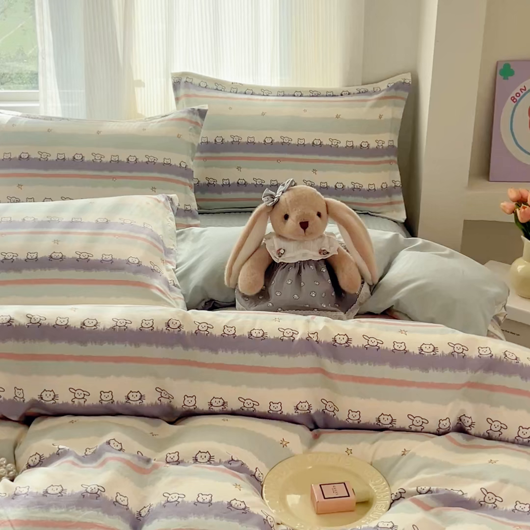 91家纺网 家纺一手货源 找家纺 （总）尚美 2026新款简约印花床盖四件套