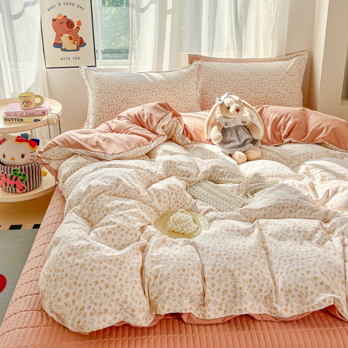 91家纺网 家纺一手货源 找家纺 尚美 2026新款简约印花床盖四件套 初暖