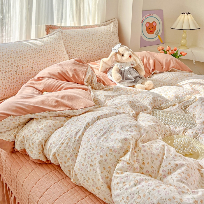 91家纺网 家纺一手货源 找家纺 尚美 2026新款简约印花床盖四件套 初暖