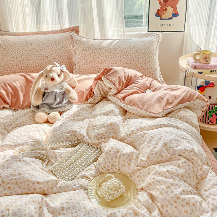 91家纺网 家纺一手货源 找家纺 尚美 2026新款简约印花床盖四件套 初暖