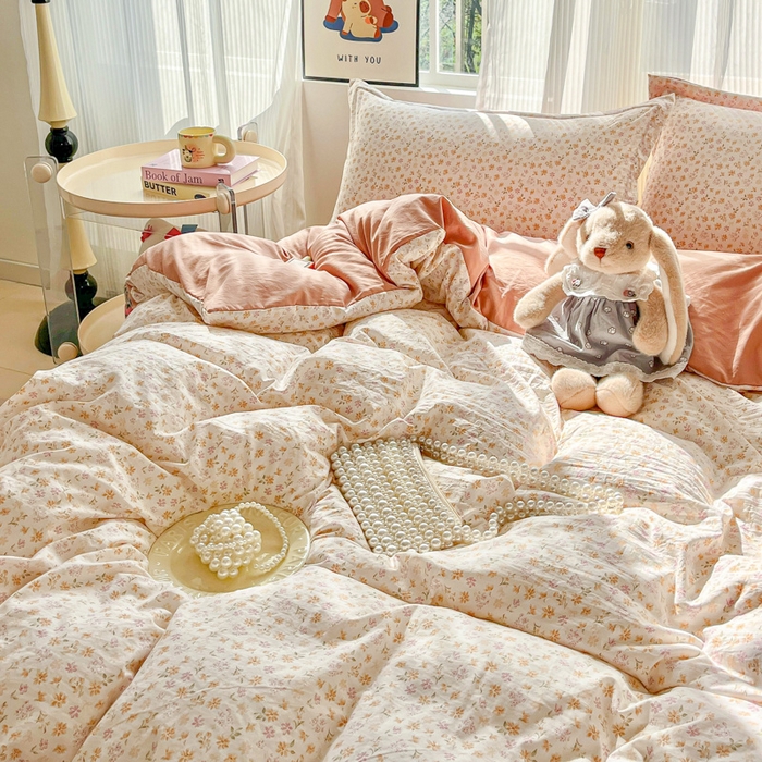 91家纺网 家纺一手货源 找家纺 尚美 2026新款简约印花床盖四件套 初暖