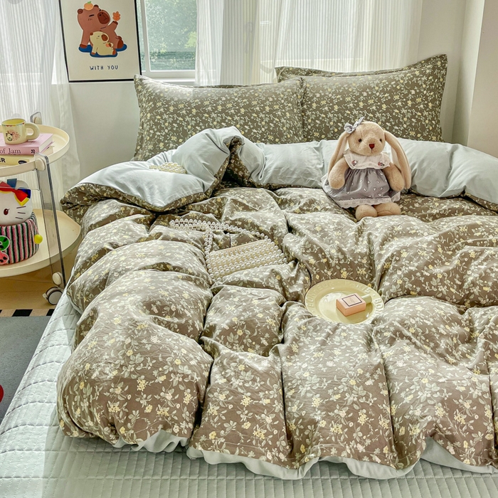 91家纺网 家纺一手货源 找家纺 尚美 2026新款简约印花床盖四件套 春眠