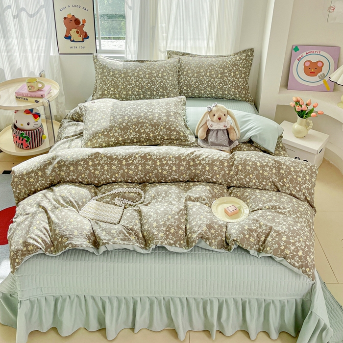 91家纺网 家纺一手货源 找家纺 尚美 2026新款简约印花床盖四件套 春眠