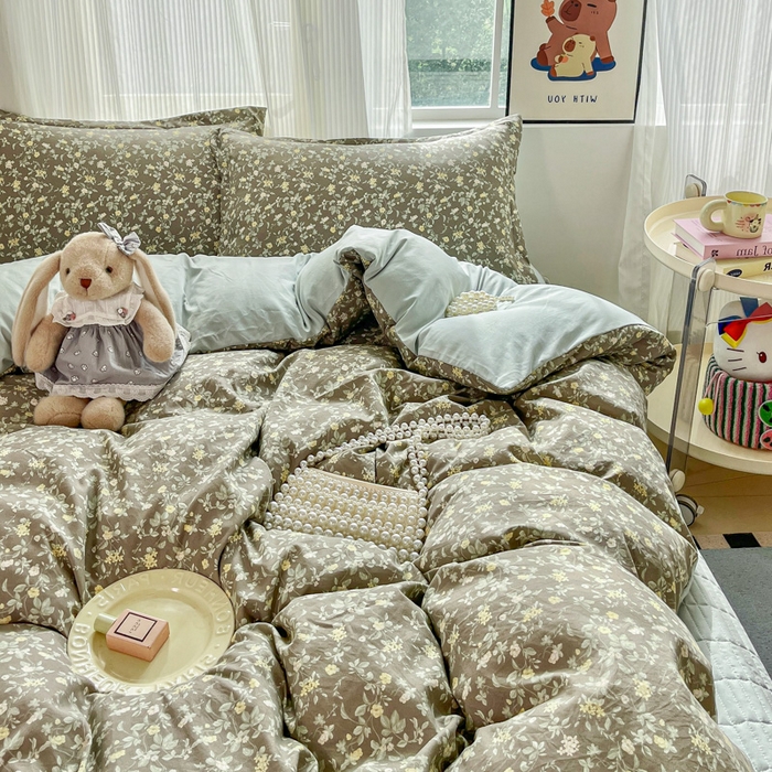 91家纺网 家纺一手货源 找家纺 尚美 2026新款简约印花床盖四件套 春眠