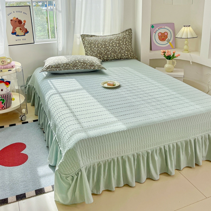 91家纺网 家纺一手货源 找家纺 尚美 2026新款简约印花床盖四件套 春眠