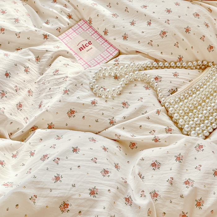 91家纺网 家纺一手货源 找家纺 尚美 2026新款简约印花床盖四件套 春芽-粉