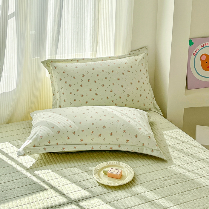 91家纺网 家纺一手货源 找家纺 尚美 2026新款简约印花床盖四件套 春芽-绿