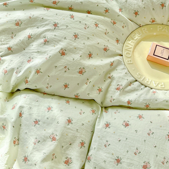 91家纺网 家纺一手货源 找家纺 尚美 2026新款简约印花床盖四件套 春芽-绿
