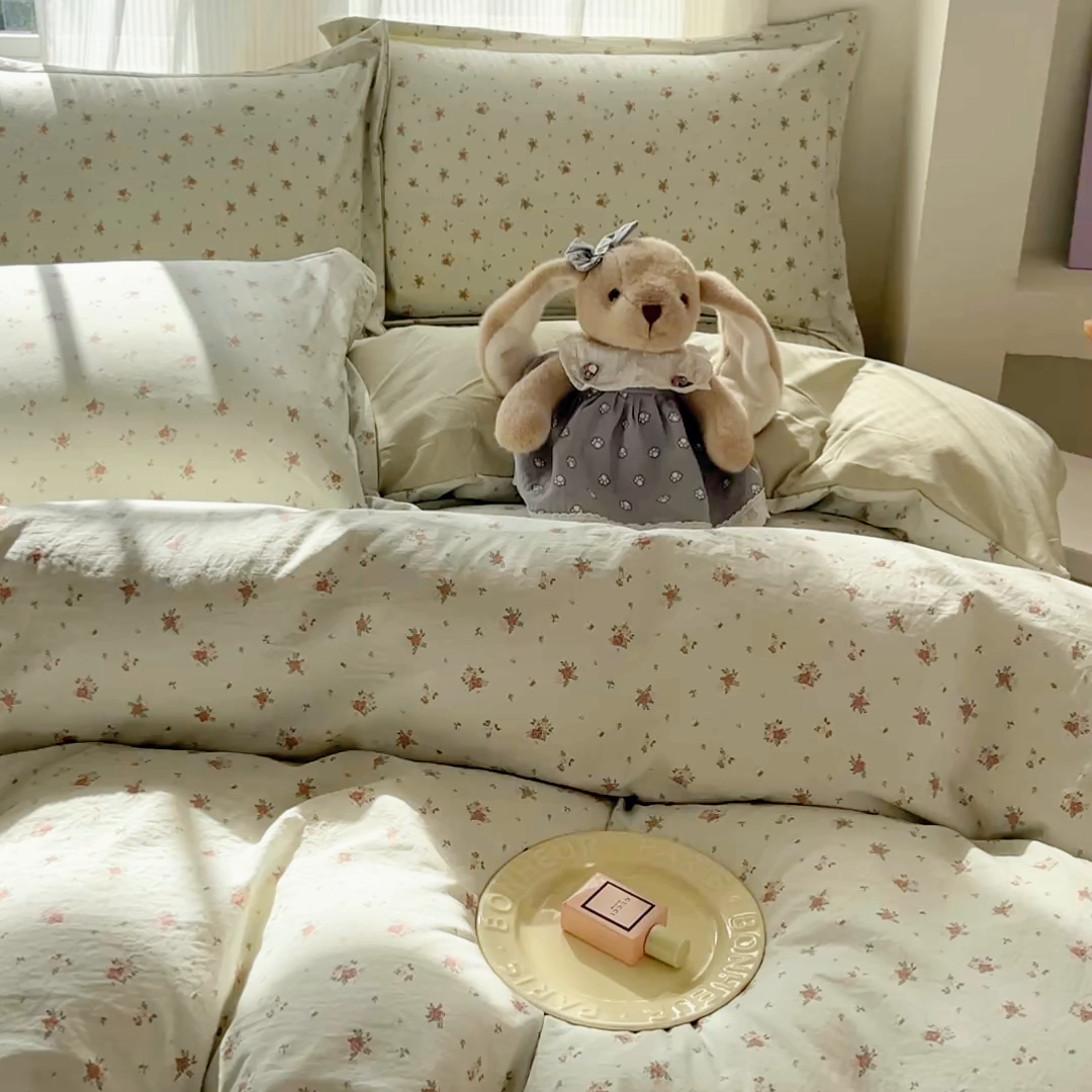 91家纺网 家纺一手货源 找家纺 尚美 2026新款简约印花床盖四件套 春芽-绿