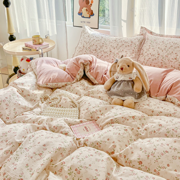 91家纺网 家纺一手货源 找家纺 尚美 2026新款简约印花床盖四件套 春意盎然