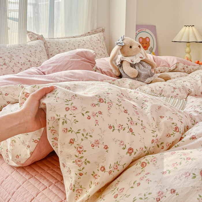 91家纺网 家纺一手货源 找家纺 尚美 2026新款简约印花床盖四件套 春意盎然