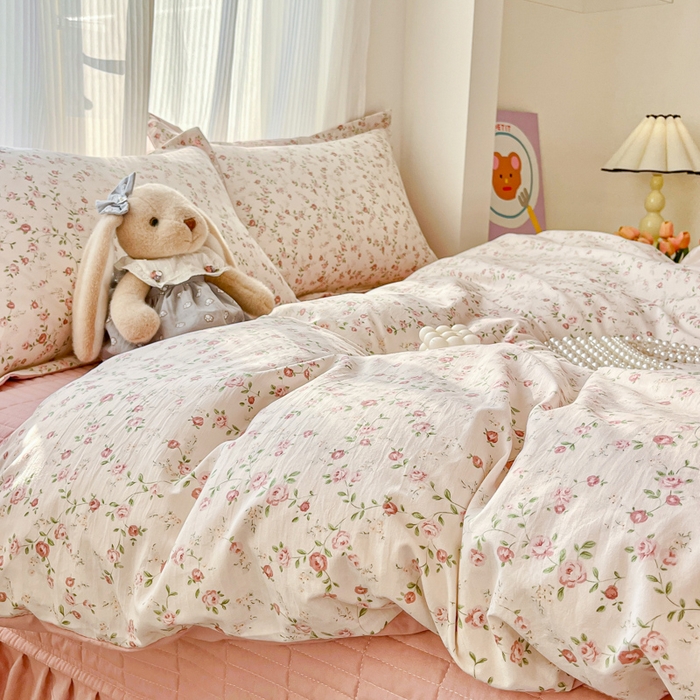 91家纺网 家纺一手货源 找家纺 尚美 2026新款简约印花床盖四件套 春意盎然