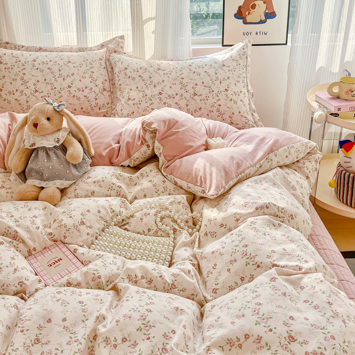 91家纺网 家纺一手货源 找家纺 尚美 2026新款简约印花床盖四件套 春意盎然