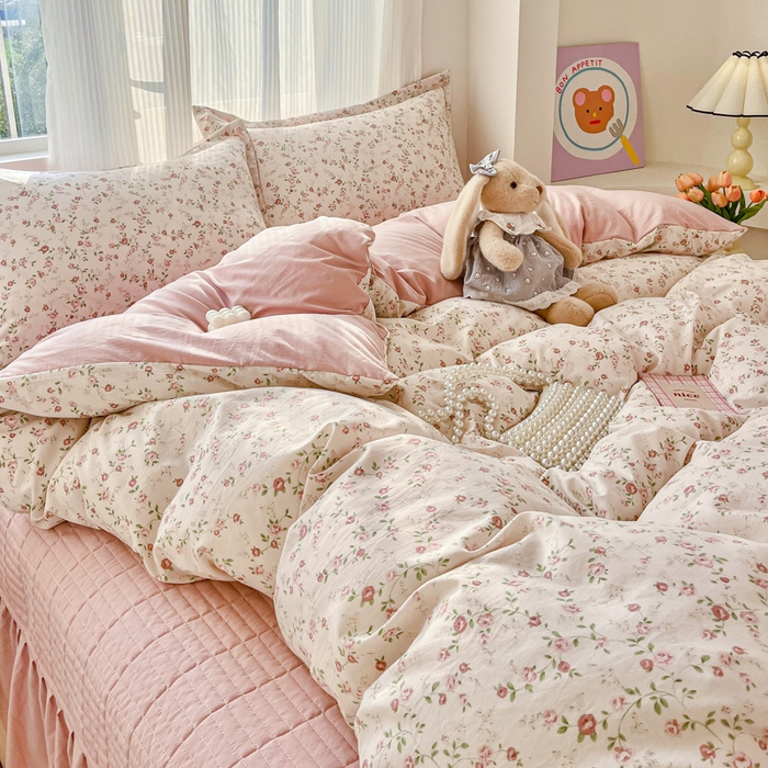 91家纺网 家纺一手货源 找家纺 尚美 2026新款简约印花床盖四件套 春意盎然