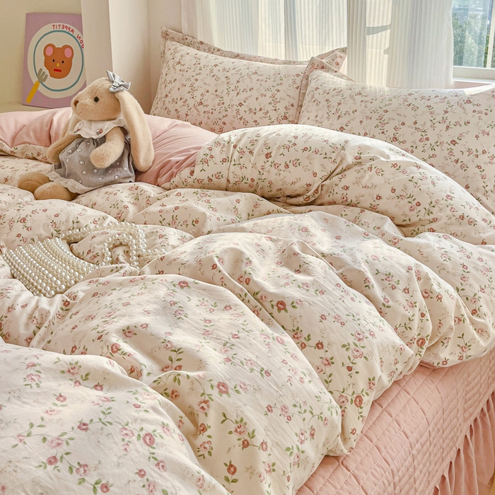 91家纺网 家纺一手货源 找家纺 尚美 2026新款简约印花床盖四件套 春意盎然