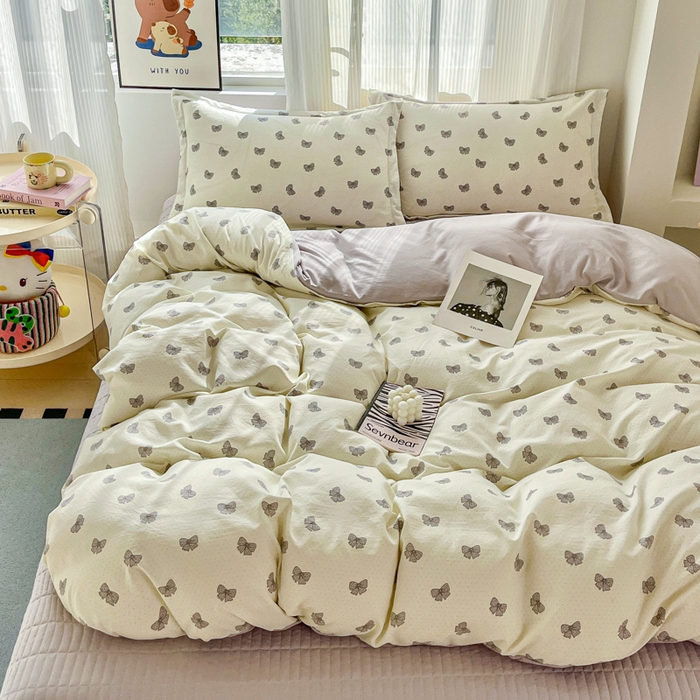 尚美 2026新款简约印花床盖四件套 蝶恋