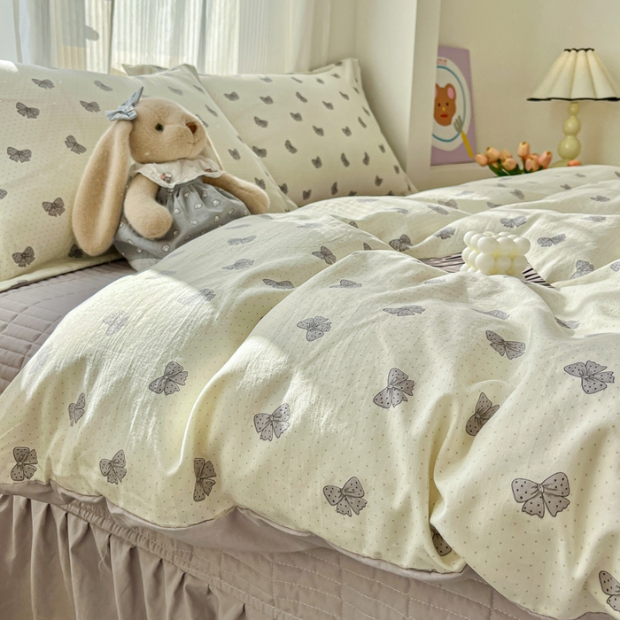 91家纺网 家纺一手货源 找家纺 尚美 2026新款简约印花床盖四件套 蝶恋