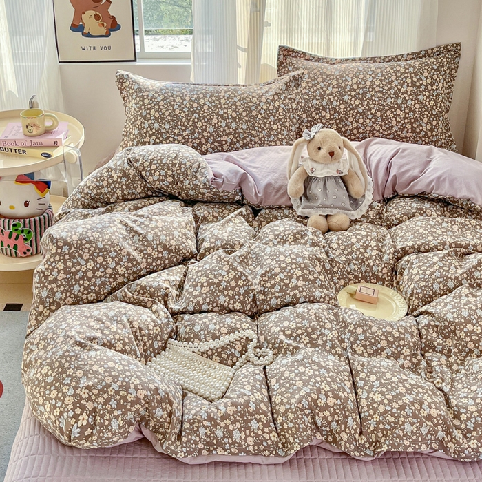 尚美 2026新款简约印花床盖四件套 复古田园