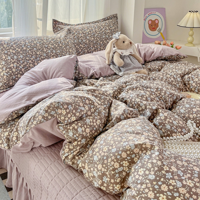 91家纺网 家纺一手货源 找家纺 尚美 2026新款简约印花床盖四件套 复古田园