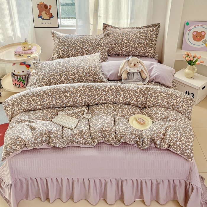 91家纺网 家纺一手货源 找家纺 尚美 2026新款简约印花床盖四件套 复古田园