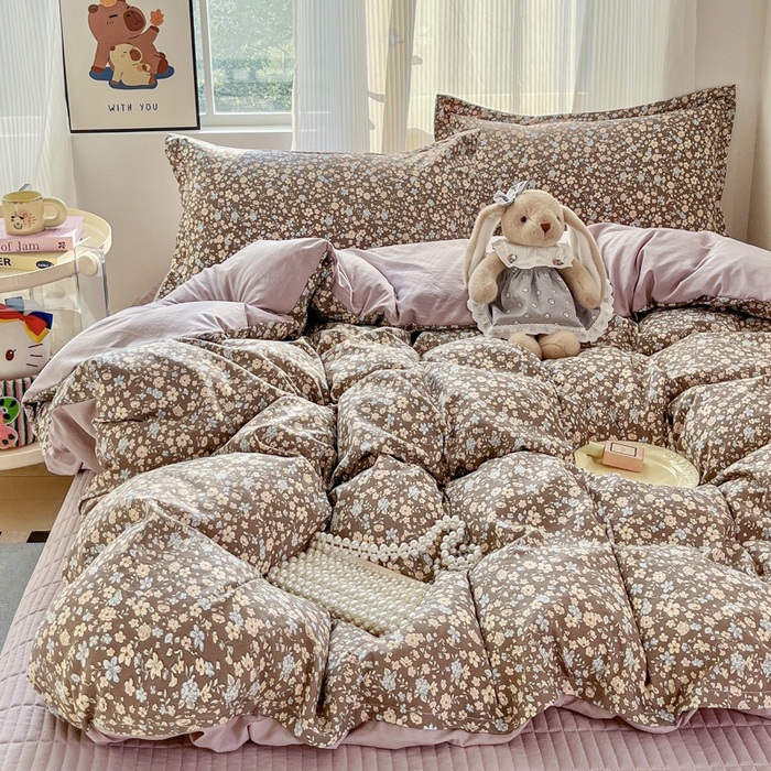 91家纺网 家纺一手货源 找家纺 尚美 2026新款简约印花床盖四件套 复古田园