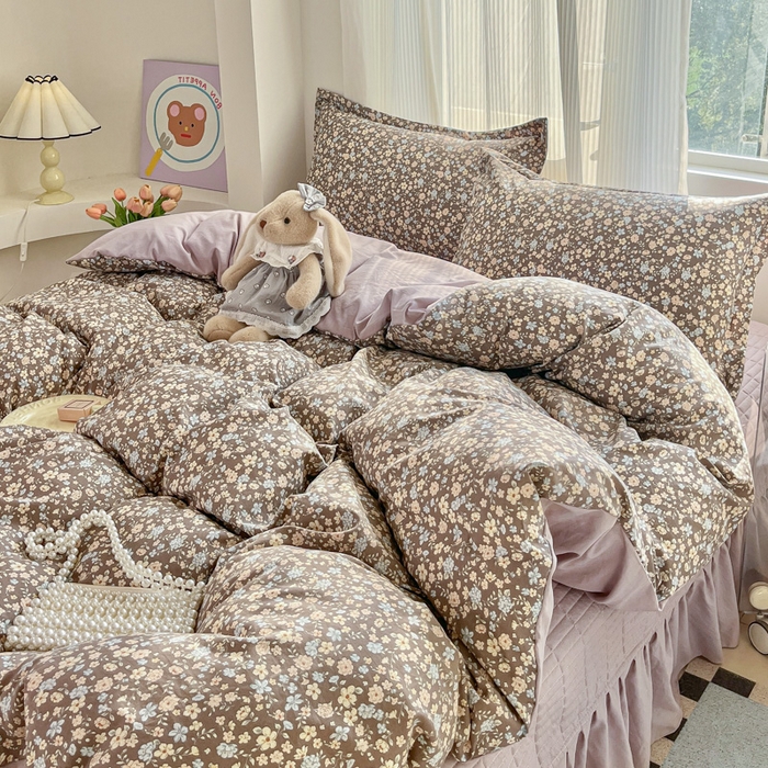 91家纺网 家纺一手货源 找家纺 尚美 2026新款简约印花床盖四件套 复古田园