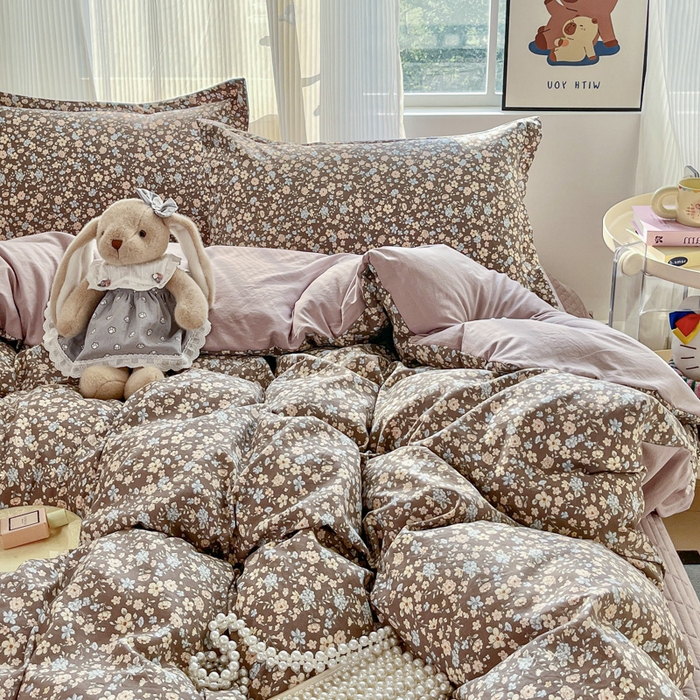 91家纺网 家纺一手货源 找家纺 尚美 2026新款简约印花床盖四件套 复古田园