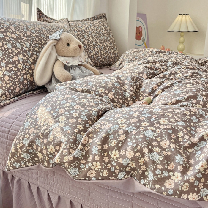 91家纺网 家纺一手货源 找家纺 尚美 2026新款简约印花床盖四件套 复古田园