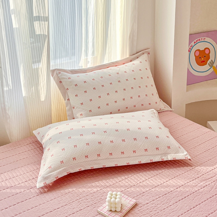 91家纺网 家纺一手货源 找家纺 尚美 2026新款简约印花床盖四件套 格间-粉