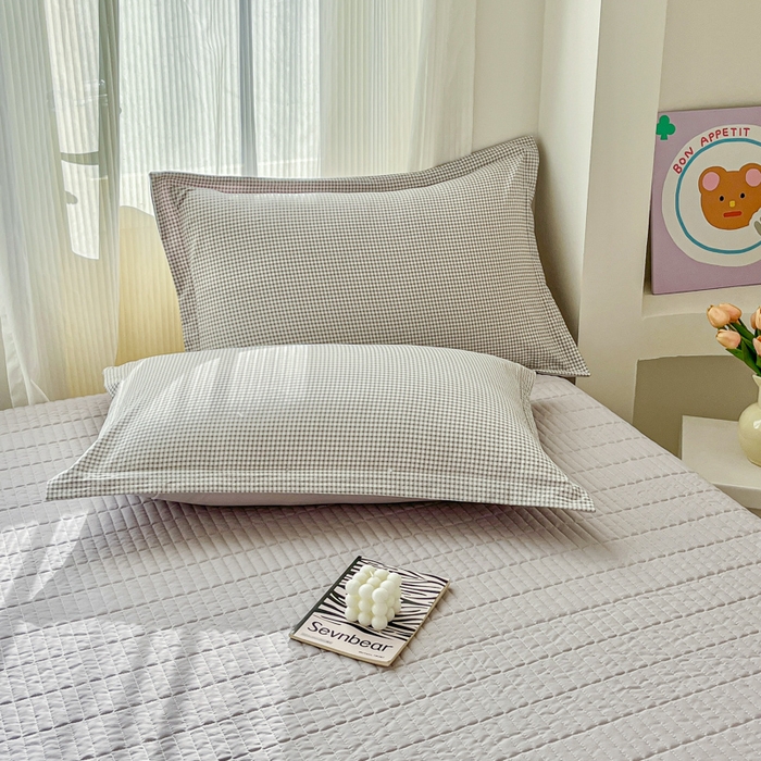 91家纺网 家纺一手货源 找家纺 尚美 2026新款简约印花床盖四件套 格间-灰