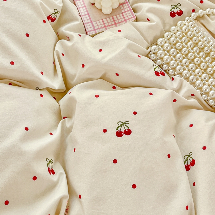 91家纺网 家纺一手货源 找家纺 尚美 2026新款简约印花床盖四件套 红樱