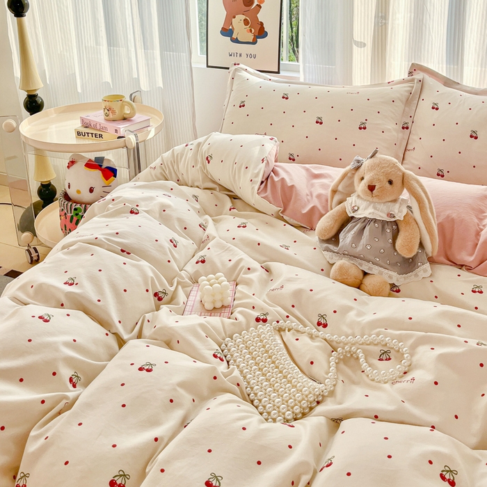 91家纺网 家纺一手货源 找家纺 尚美 2026新款简约印花床盖四件套 红樱