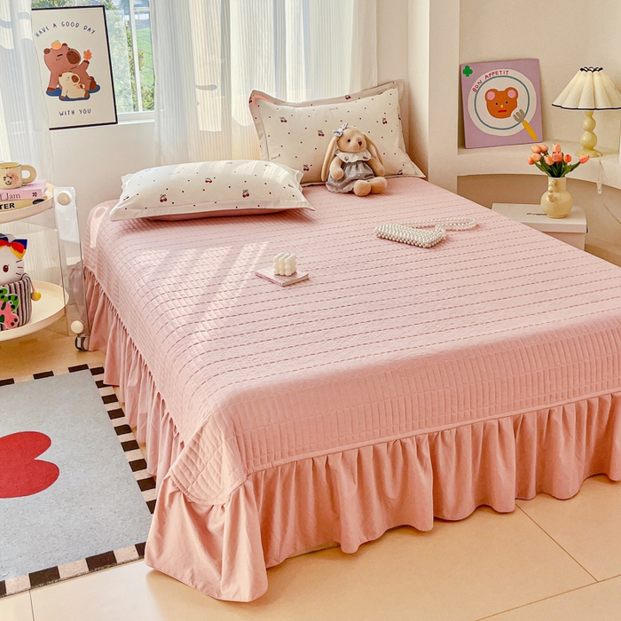 91家纺网 家纺一手货源 找家纺 尚美 2026新款简约印花床盖四件套 红樱