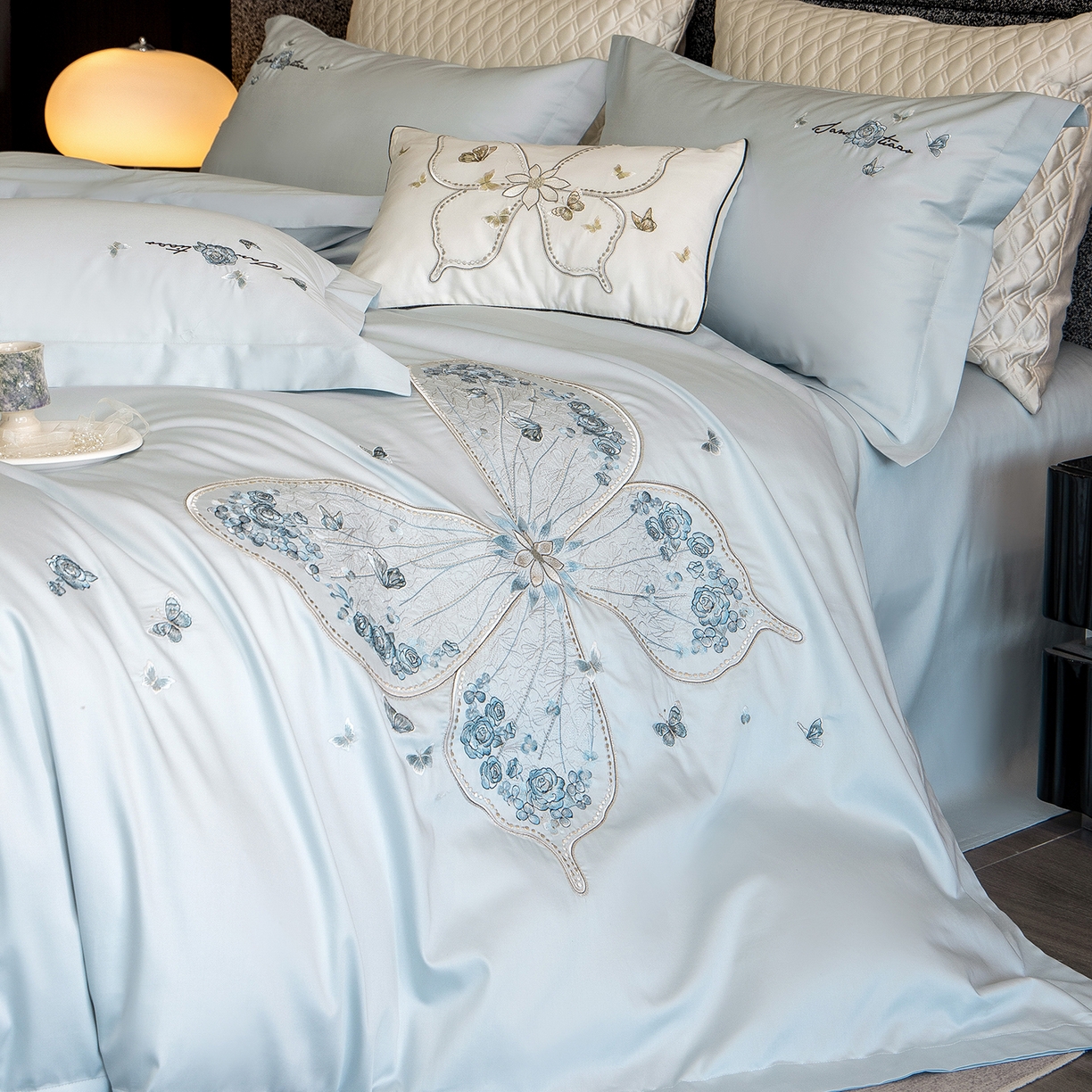 91家纺网 家纺一手货源 找家纺 （总）东方合美（原：皇家传奇） 2026春夏新款长绒棉纯棉刺绣四件套-碟语森眠