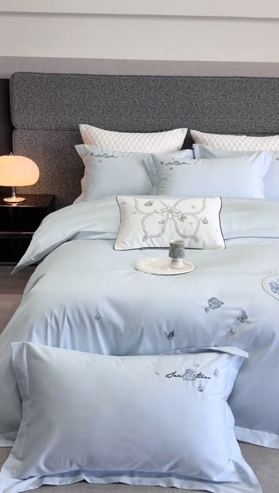 91家纺网 家纺一手货源 找家纺 （总）东方合美（原：皇家传奇） 2026春夏新款长绒棉纯棉刺绣四件套-碟语森眠