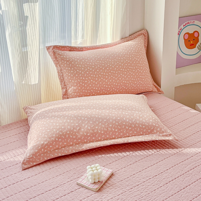 91家纺网 家纺一手货源 找家纺 尚美 2026新款简约印花床盖四件套 花间-豆沙