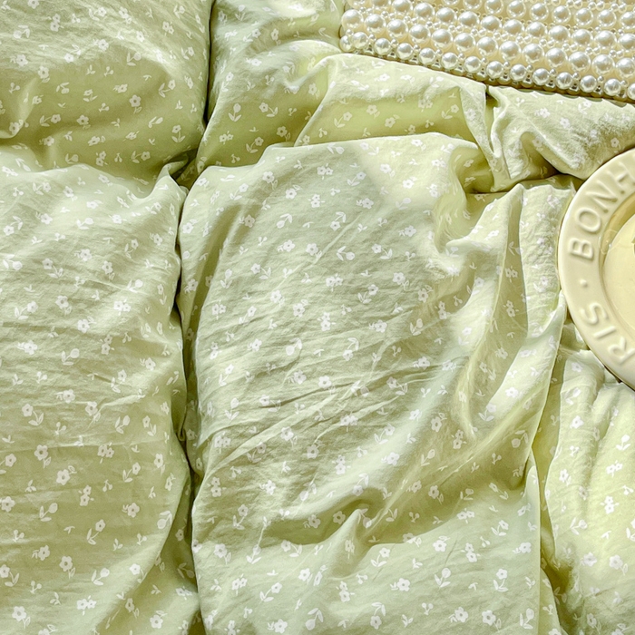 91家纺网 家纺一手货源 找家纺 尚美 2026新款简约印花床盖四件套 花间-绿