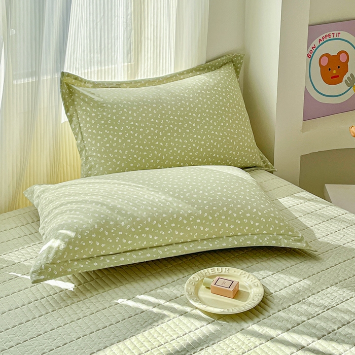 91家纺网 家纺一手货源 找家纺 尚美 2026新款简约印花床盖四件套 花间-绿