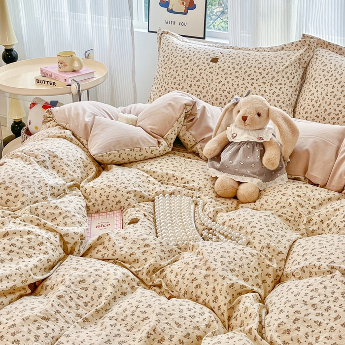 91家纺网 家纺一手货源 找家纺 尚美 2026新款简约印花床盖四件套 萌萌兔咖