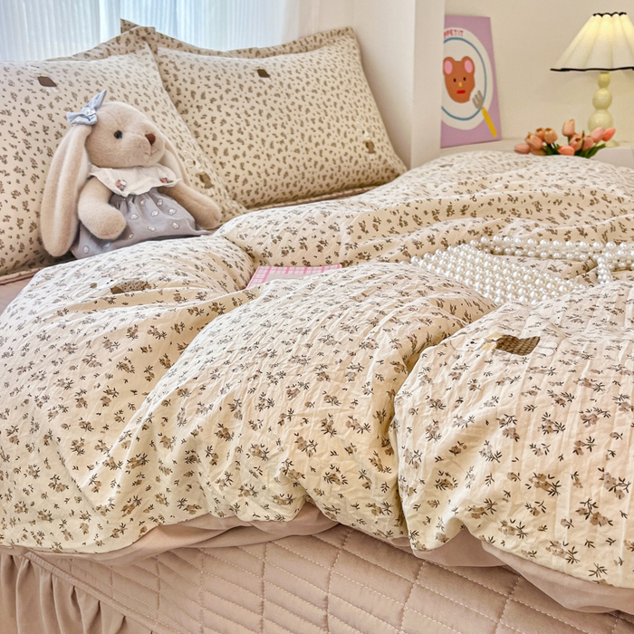 91家纺网 家纺一手货源 找家纺 尚美 2026新款简约印花床盖四件套 萌萌兔咖