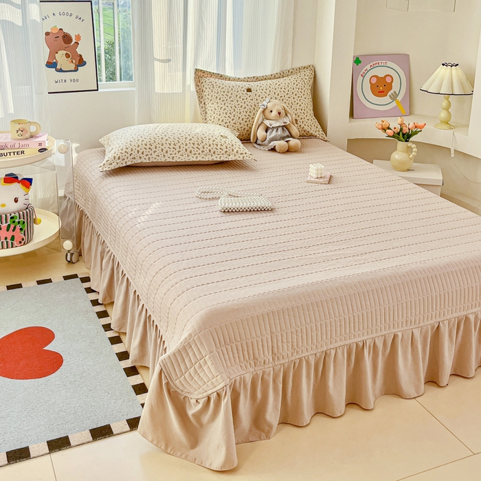 91家纺网 家纺一手货源 找家纺 尚美 2026新款简约印花床盖四件套 萌萌兔咖