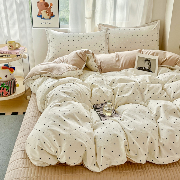 尚美 2026新款简约印花床盖四件套 米波点