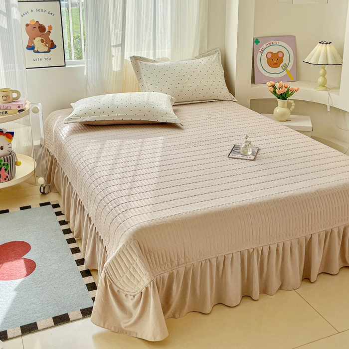 91家纺网 家纺一手货源 找家纺 尚美 2026新款简约印花床盖四件套 米波点