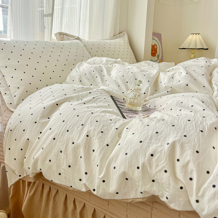 91家纺网 家纺一手货源 找家纺 尚美 2026新款简约印花床盖四件套 米波点