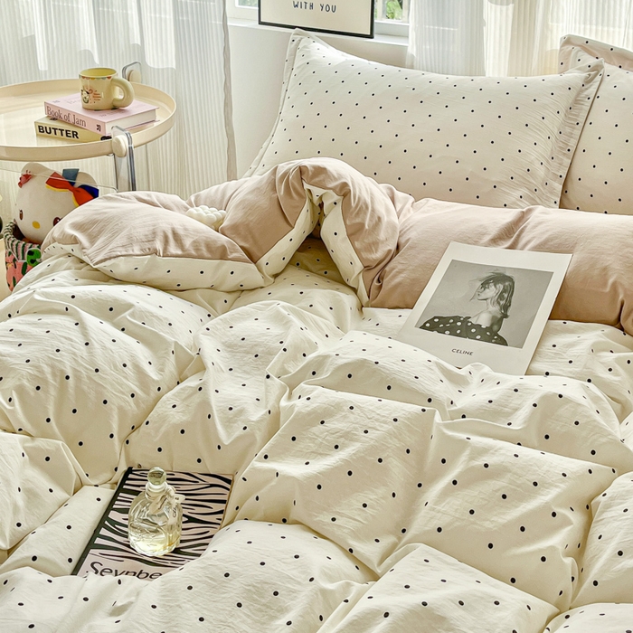 91家纺网 家纺一手货源 找家纺 尚美 2026新款简约印花床盖四件套 米波点