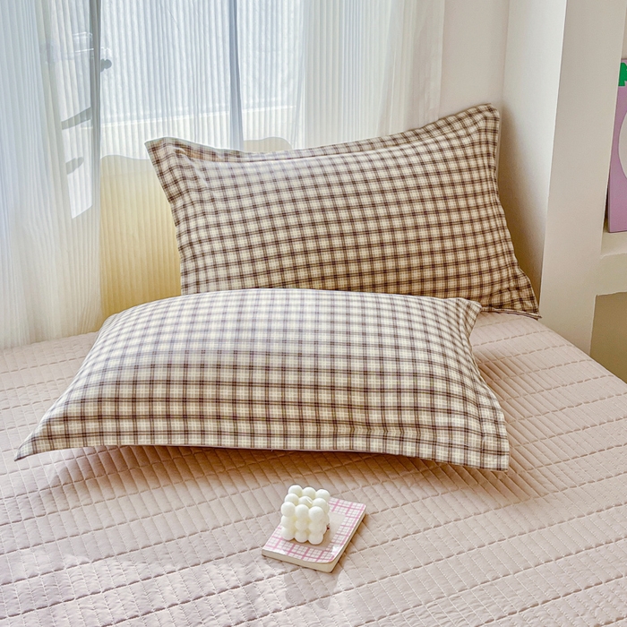 91家纺网 家纺一手货源 找家纺 尚美 2026新款简约印花床盖四件套 奶咖格