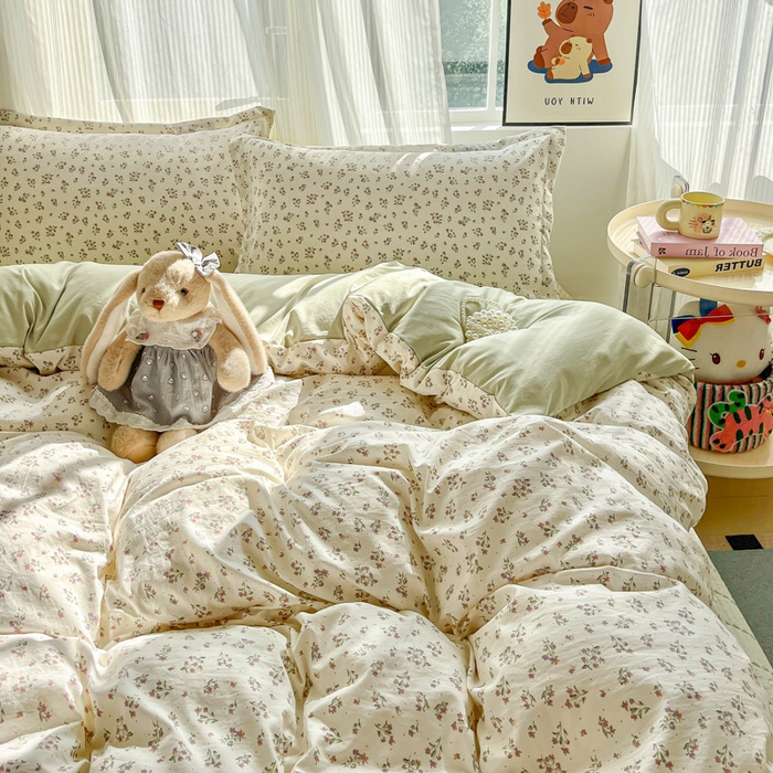 91家纺网 家纺一手货源 找家纺 尚美 2026新款简约印花床盖四件套 奶碎花